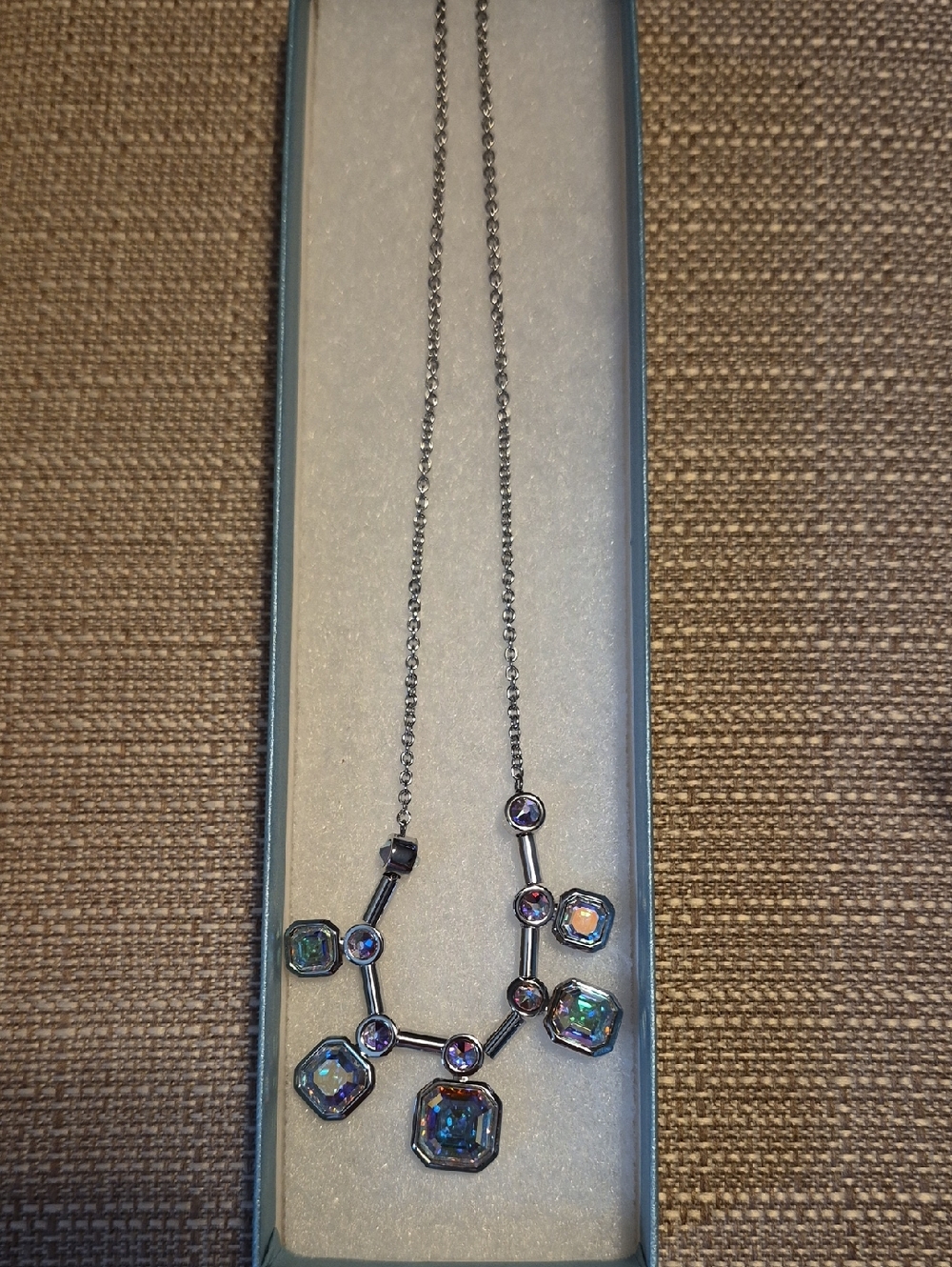 Touchstone Crystal Sterling-Tone Multicolor Iridescent Necklace